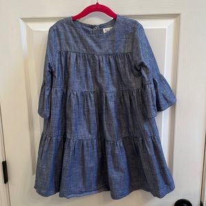 Gymboree Sparkly Chambray Tiered Dress with Bell Sleeves Size 5